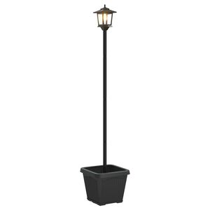vidaXL Sol&aacute;rn&iacute; lampa s květin&aacute;čem with LED Bulb Čern&aacute; 32 x 32 x 158 cm