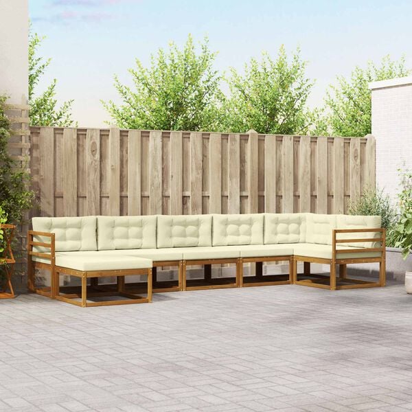 vidaXL Venkovn&iacute; pohovkov&aacute; souprava 7 pcs Přirozen&aacute; a Kr&eacute;mov&aacute;