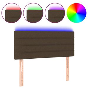 vidaXL Čelo postele s LED tmavě hněd&eacute; 80 x 5 x 78/88 cm textil