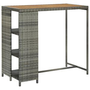 vidaXL Barov&yacute; stolek s &uacute;ložn&yacute;m reg&aacute;lem &scaron;ed&yacute; 120x60x110 cm polyratan