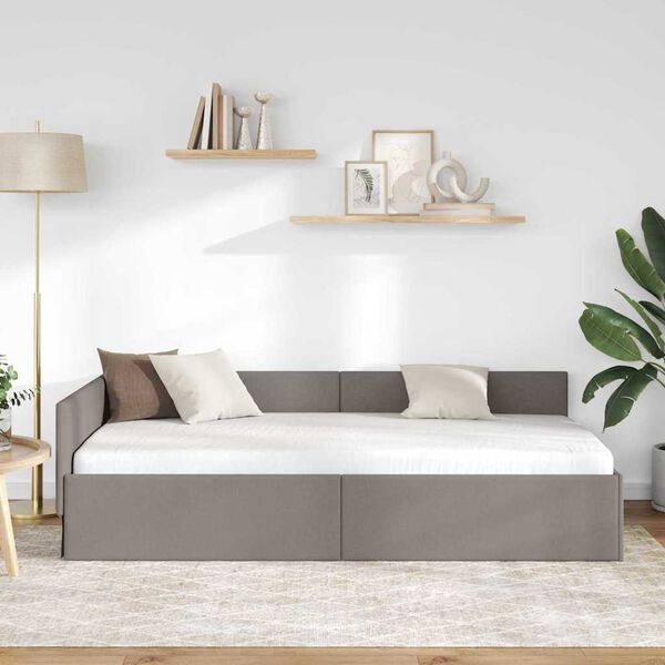 vidaXL Rohový rám postele s čelo Taupe 100 cm x 200 cm samet