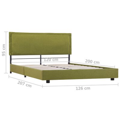 vidaXL Rám postele zelený textil 120 x 200 cm
