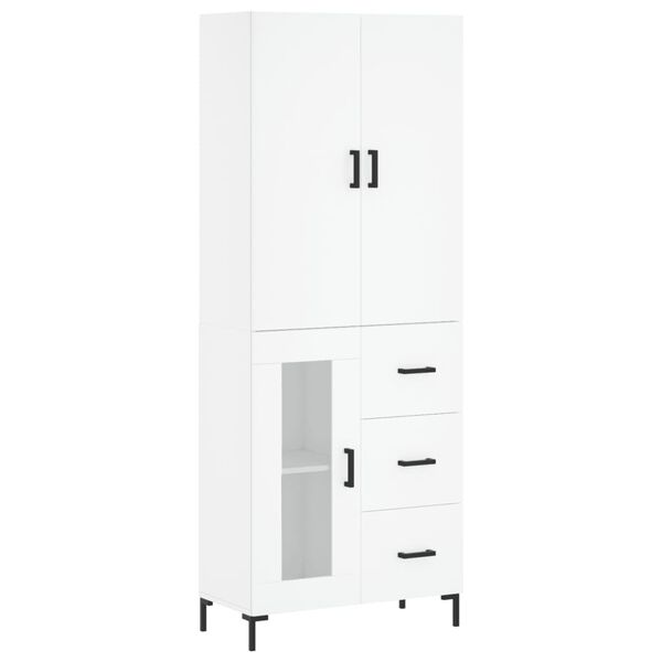 vidaXL Skř&iacute;ň highboard b&iacute;l&aacute; 69,5 x 34 x 180 cm kompozitn&iacute; dřevo