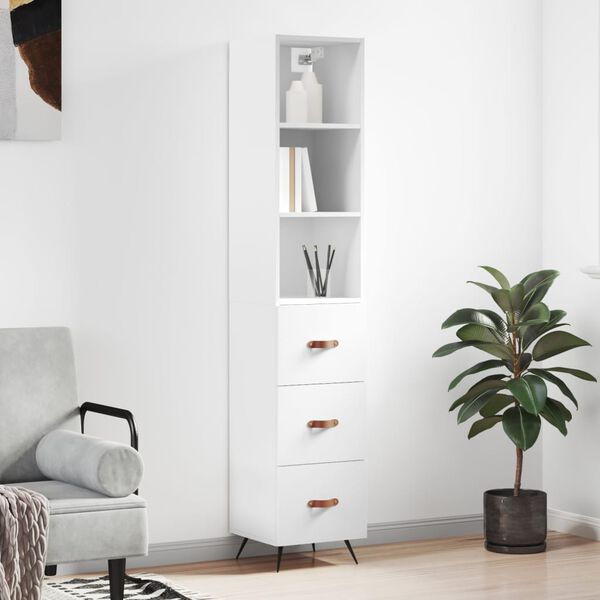 vidaXL Skř&iacute;ň highboard b&iacute;l&aacute; 34,5 x 34 x 180 cm kompozitn&iacute; dřevo
