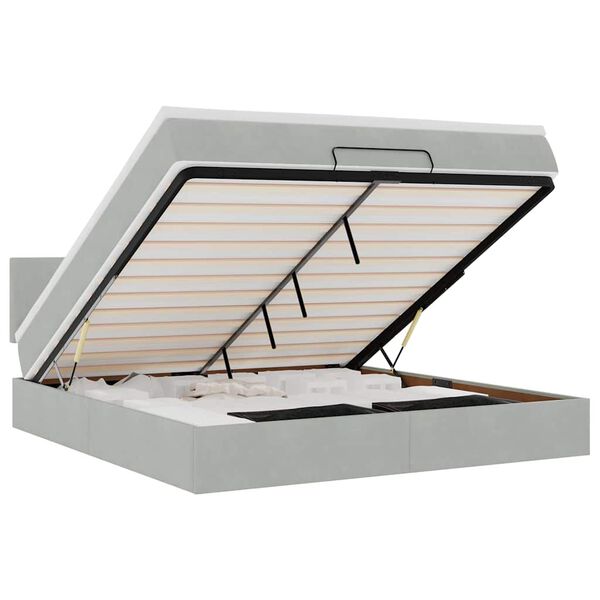 vidaXL Osmansk&yacute; r&aacute;m postele s matrac&iacute; světle &scaron;ed&aacute; 160x200cm samet