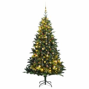vidaXL Uměl&yacute; skl&aacute;pěc&iacute; v&aacute;nočn&iacute; stromek s 300 LED a koulemi 180 cm