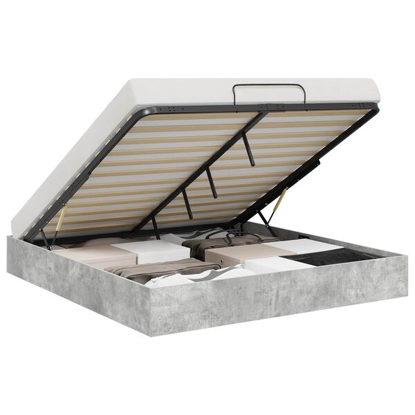 vidaXL Ottoman postel s &uacute;loži&scaron;těm Beton 193 x 120 x 25 cm Dřevotř&iacute;ska