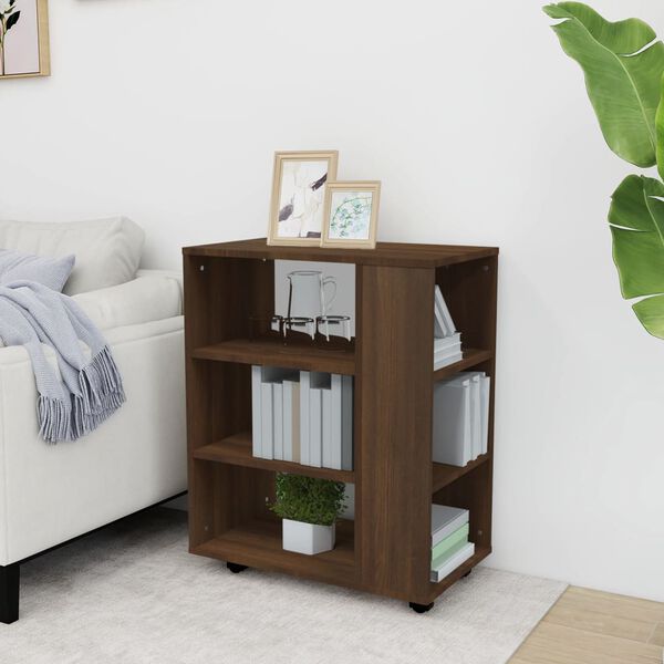 vidaXL Skř&iacute;ňka na kolečk&aacute;ch hněd&yacute; dub 60 x 35 x 75 cm kompozitn&iacute; dřevo