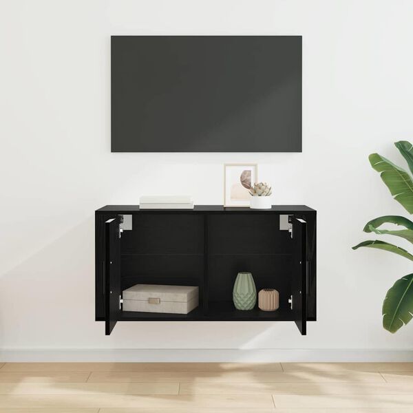 vidaXL N&aacute;stěnn&yacute; TV kabinet N&aacute;stěnn&yacute; Čern&yacute; dub 80 x 34.5 x 40 cm