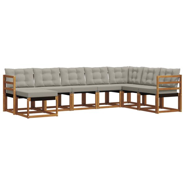 vidaXL Venkovn&iacute; pohovkov&aacute; souprava 8 pcs Př&iacute;rodn&iacute; a světle &scaron;ed&aacute;