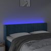 vidaXL Čelo postele s LED tmavě modr&eacute; 147 x 16 x 78/88 cm samet