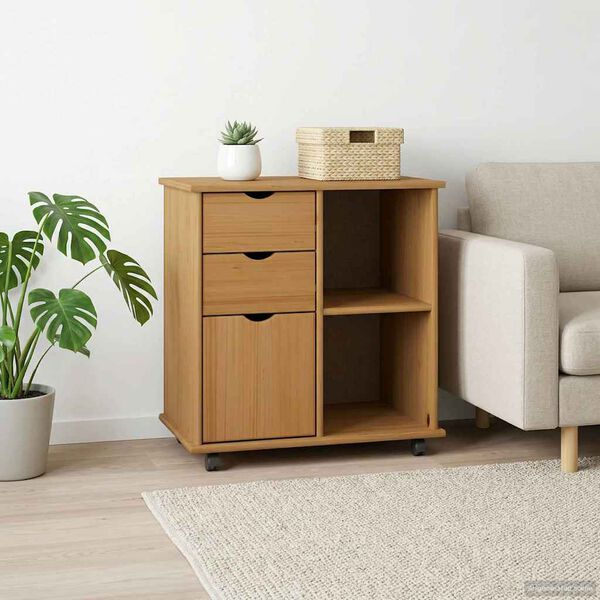 vidaXL Kolejov&aacute; skř&iacute;ň s kolem Medov&aacute; hněd&aacute; 63,5 x 39 x 65,5 cm