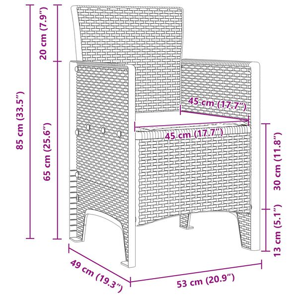 vidaXL Zahradn&iacute; j&iacute;deln&iacute; souprava 13 pcs Hněd&aacute; Ratan Polt