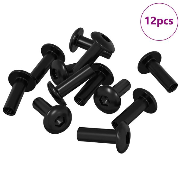 vidaXL Hlavice matice 12 pcs Čern&yacute; M4 x 14,5 mm Kov