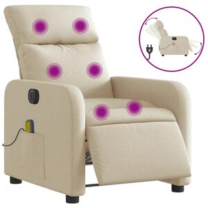 vidaXL Elektrick&eacute; mas&aacute;žn&iacute; polohovac&iacute; křeslo kr&eacute;mov&eacute; textil