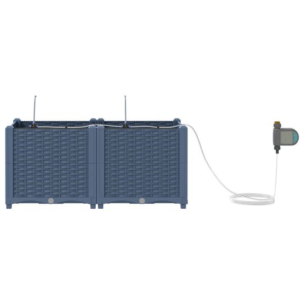 vidaXL Zahradn&iacute; pěstebn&iacute;k 2 pcs &Scaron;ed&yacute; 80 x 40 x 37,5 cm Plast