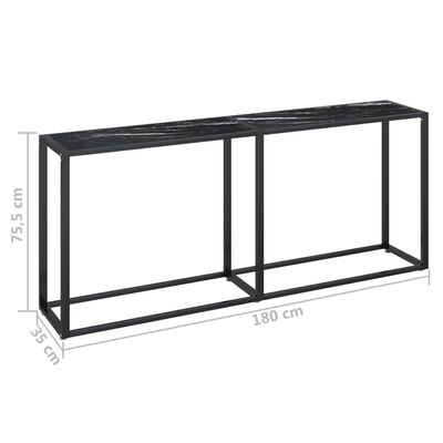 vidaXL Konzolový stolek černý mramor 180 x 35 x 75,5 cm tvrzené sklo
