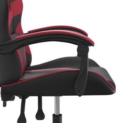 vidaXL Otočná herní židle černá a vínová umělá kůže