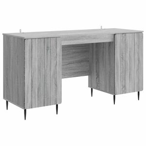 vidaXL Stůl s polic&iacute; &Scaron;ed&aacute; sonoma 142,5 x 50 x 75 cm Kompozitn&iacute; dřevo