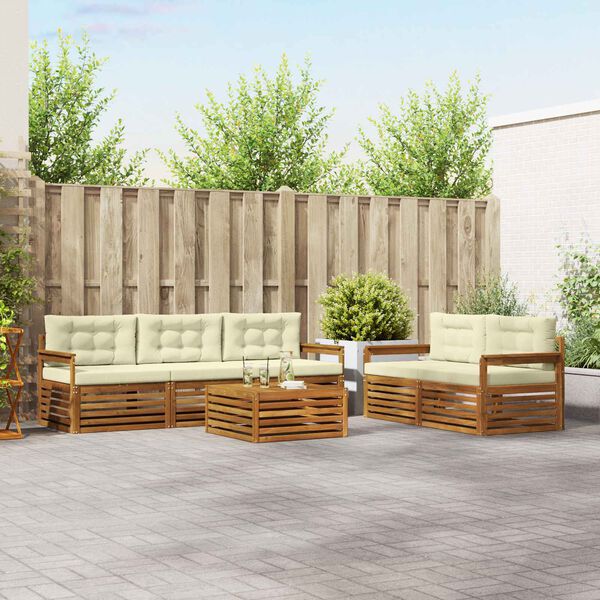 vidaXL Venkovn&iacute; pohovkov&aacute; souprava 6 pcs Přirozen&aacute; a Kr&eacute;mov&aacute;