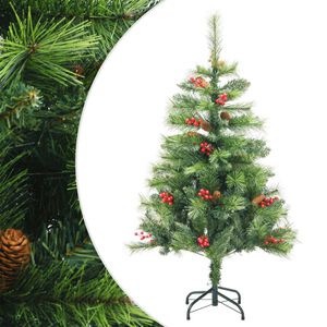 vidaXL Uměl&yacute; skl&aacute;pěc&iacute; v&aacute;nočn&iacute; stromek s &scaron;i&scaron;kami a bobulemi 150 cm