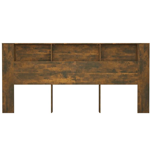 vidaXL Čelo postele s úložným prostorem kouřový dub 220x18,5x104,5 cm