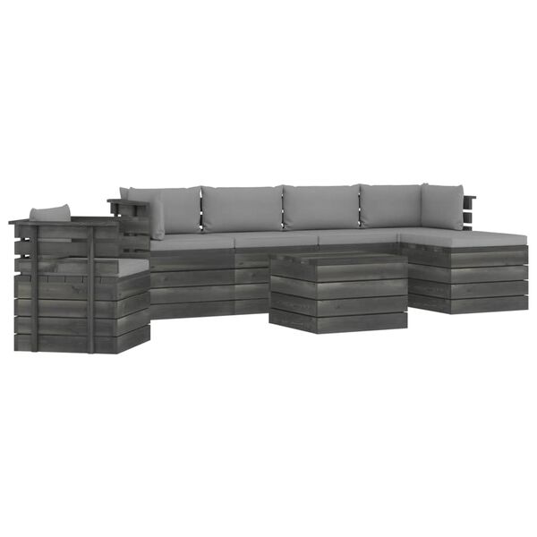 vidaXL 7d&iacute;ln&aacute; zahradn&iacute; sedac&iacute; souprava z palet + podu&scaron;ky borov&eacute; dřevo