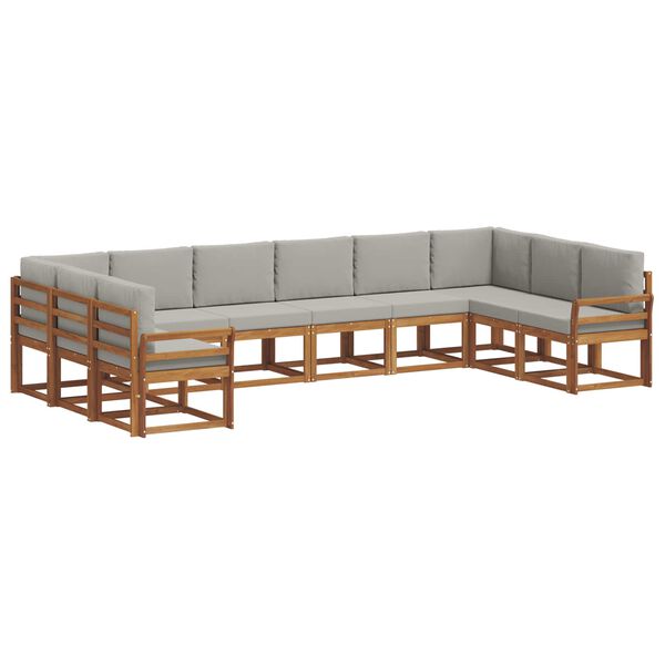 vidaXL Venkovn&iacute; pohovkov&aacute; souprava 10 pcs Př&iacute;rodn&iacute; a světle &scaron;ed&aacute;