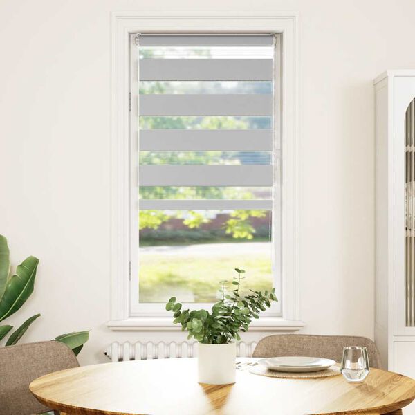 vidaXL Zebra roleta světle &scaron;ed&aacute; 65x150 cm &scaron;&iacute;řka l&aacute;tky 60,9cm polyester