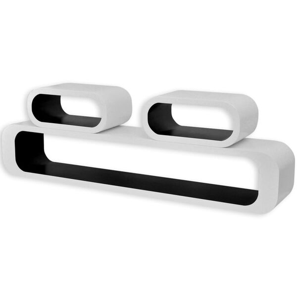 3 b&iacute;ločern&eacute; n&aacute;stěnn&eacute; plovouc&iacute; MDF police na knihy a DVD