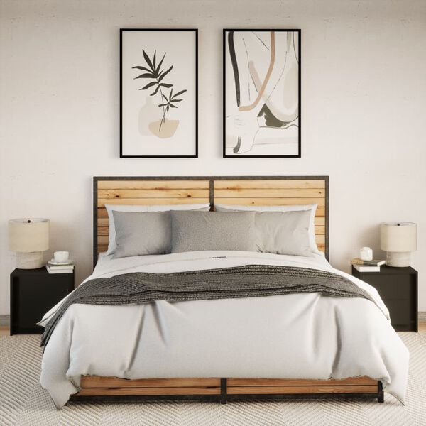 vidaXL Nočn&iacute; stolky s LED osvětlen&iacute;m 2 ks čern&eacute; kompozitn&iacute; dřevo