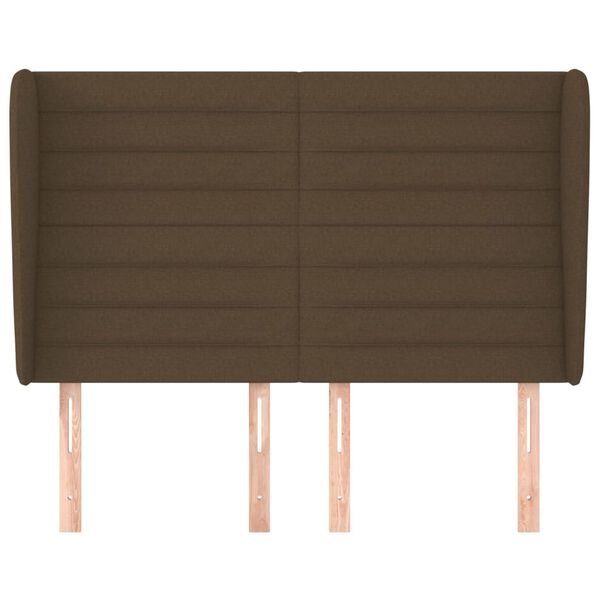 vidaXL Čelo postele typu u&scaron;&aacute;k tmavě hněd&eacute; 147x23x118/128 cm textil