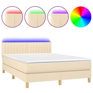 vidaXL Box spring postel s matrac&iacute; a LED kr&eacute;mov&aacute; 140x190 cm textil
