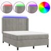 vidaXL Box spring postel s matrac&iacute; a LED světle &scaron;ed&aacute; 140x190 cm samet