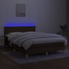 vidaXL Box spring postel s matrac&iacute; a LED tmavě hněd&aacute; 140x190 cm textil