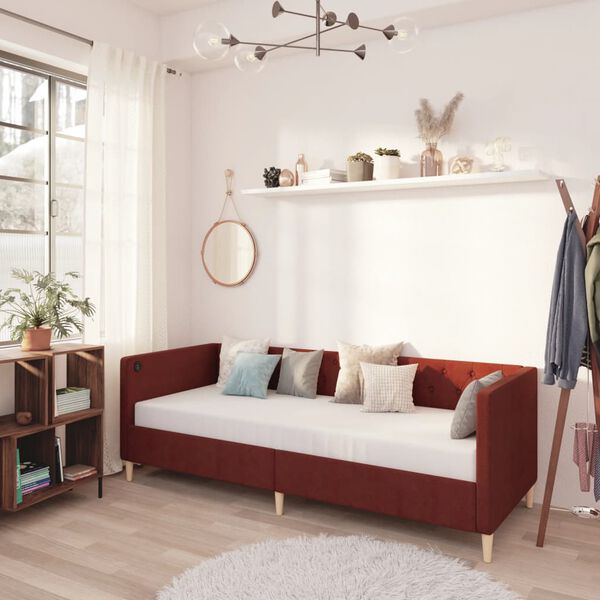 vidaXL V&aacute;lenda s USB v&iacute;nov&aacute; textil 90 x 200 cm