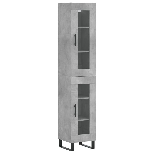 vidaXL Skř&iacute;ň highboard betonově &scaron;ed&aacute; 34,5x34x180 cm kompozitn&iacute; dřevo