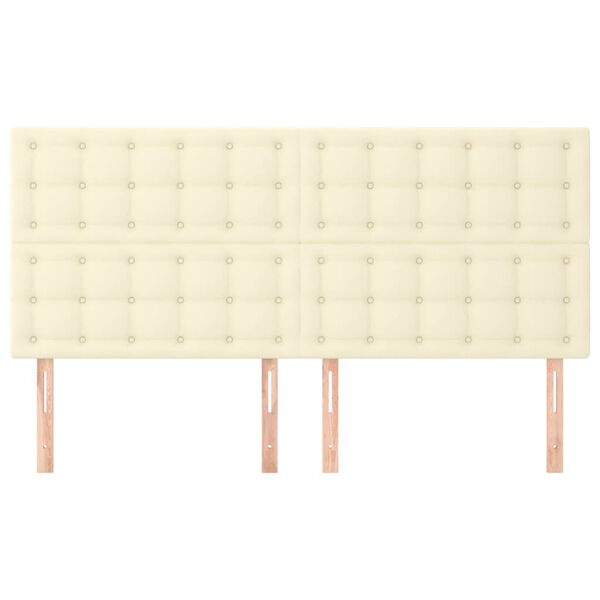 vidaXL Čelo postele kr&eacute;mov&eacute; 200x5x118/128 cm uměl&aacute; kůže