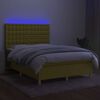 vidaXL Box spring postel s matrac&iacute; a LED zelen&aacute; 140x200 cm textil