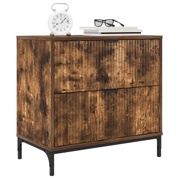 vidaXL Nočn&iacute; stolek Kouřov&yacute; dub 63,5 x 36 x 61 cm Kompozitn&iacute; dřevo