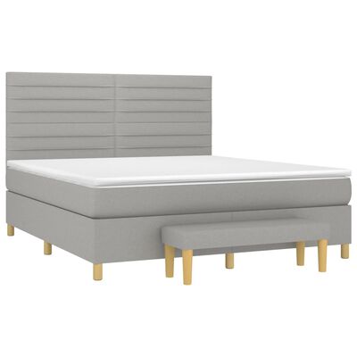 vidaXL Box spring postel s matrací světle šedá 180 x 200 cm textil
