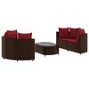 vidaXL 5d&iacute;ln&aacute; zahradn&iacute; sedac&iacute; souprava s podu&scaron;kami hněd&aacute; polyratan