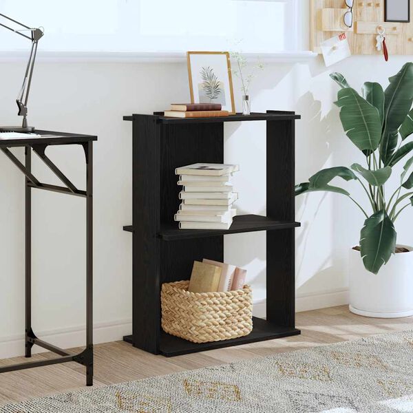 vidaXL Knihovna se 3 policemi čern&aacute; 60x30x80 cm kompozit