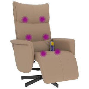 vidaXL Mas&aacute;žn&iacute; polohovac&iacute; křeslo s podnožkou cappuccino uměl&aacute; kůže
