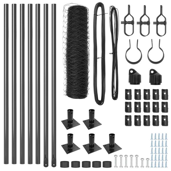 vidaXL Plotov&yacute; sloupek. &Scaron;ed&aacute; 10 x 0,4 m (50 mm s&iacute;ťovina) Ocel a PVC