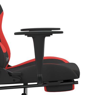 vidaXL Masážní herní židle s podnožkou černá a červená textil