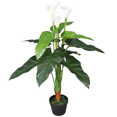 vidaXL Umělá rostlina kala s květináčem 85 cm bílá