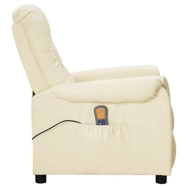 vidaXL Zvedac&iacute; mas&aacute;žn&iacute; křeslo kr&eacute;mov&eacute; uměl&aacute; kůže