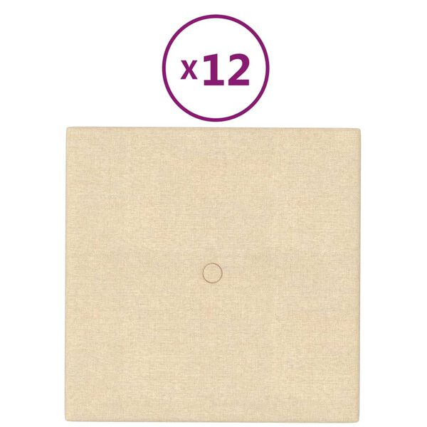 vidaXL N&aacute;stěnn&eacute; panely 12 ks kr&eacute;mov&eacute; 30 x 30 cm textil 1,08 m&sup2;