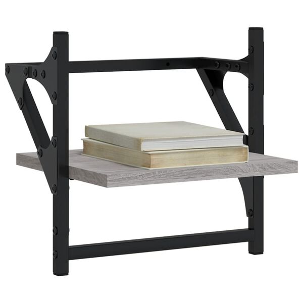 vidaXL N&aacute;stěnn&eacute; police s tyčemi 2 ks &scaron;ed&eacute; sonoma 30 x 25 x 30 cm